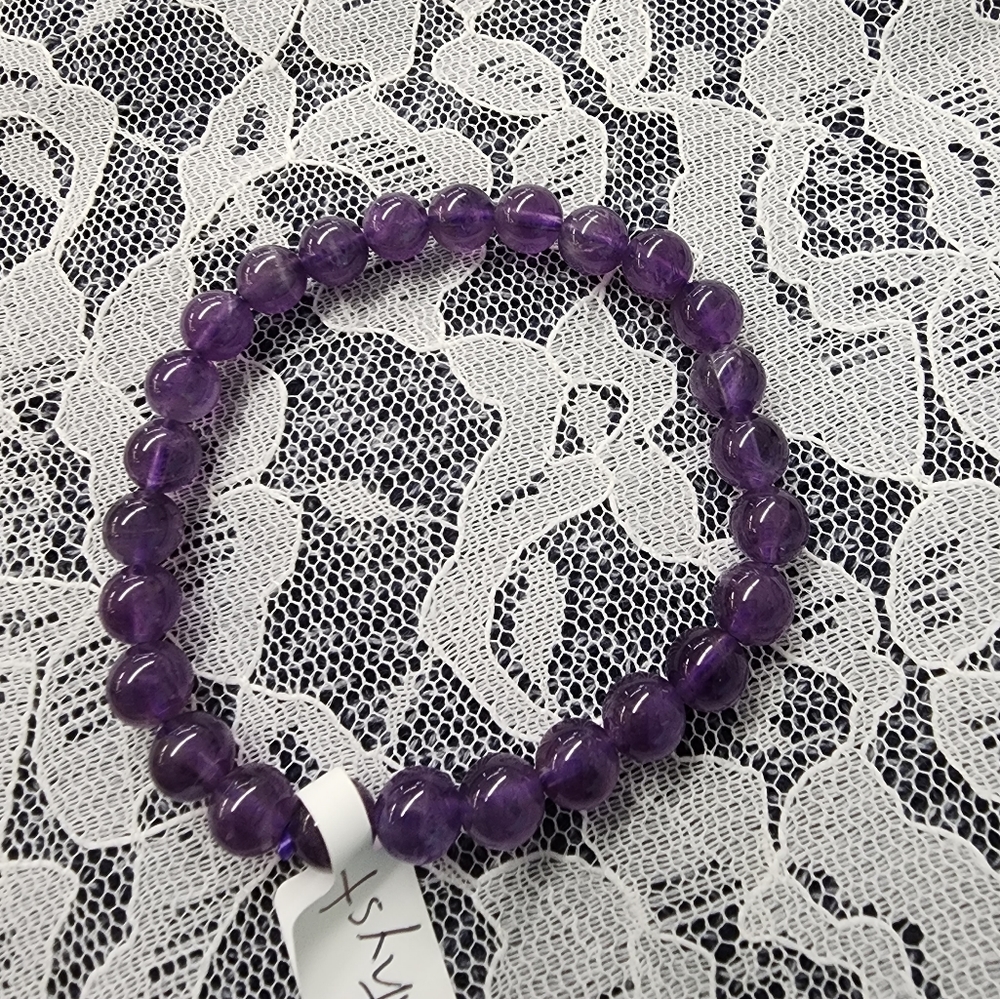 Amethyst Stone Beaded Stretch Bracelet